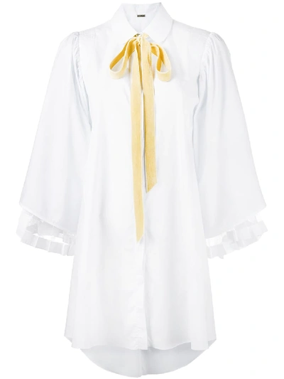 Adam Lippes Long Sleeve Shirt Dress In Blue