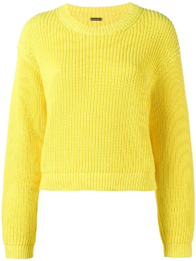 Adam Lippes Cropped Boxy Knitted Jumper In Yellow