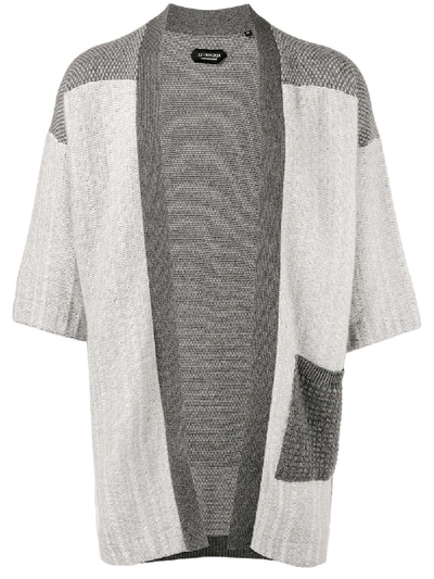 Curieux Patchwork Knitted Kimono In Grey