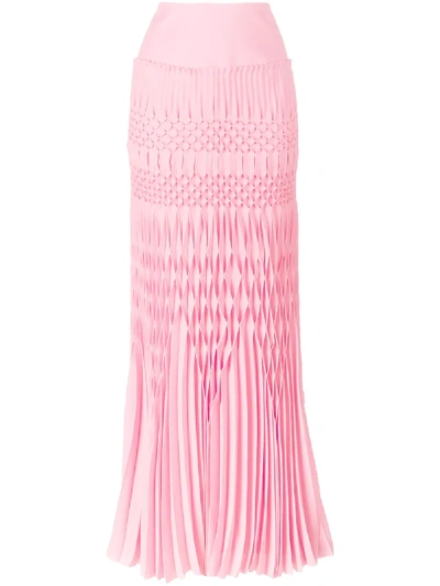 Haider Ackermann Smocked Maxi Skirt In Pink