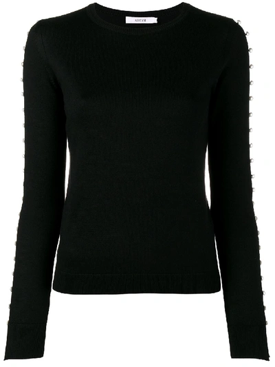 Adeam Pearl Embellished Knitted Top In Black