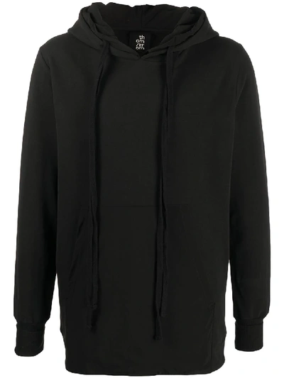 Thom Krom Longline Drawstring Hoodie In Black