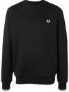 FRED PERRY EMBROIDERED LOGO CREW-NECK SWEATSHIRT