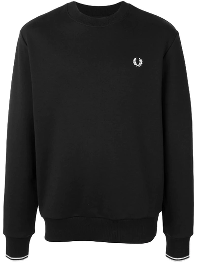 FRED PERRY EMBROIDERED LOGO CREW-NECK SWEATSHIRT