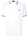 Fred Perry Short Sleeve Twin Tipped Polo Shirt Light Ecru Silver Cinnamon In White
