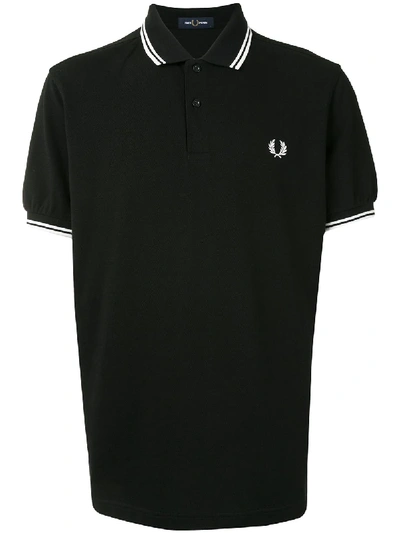 Fred Perry Twin Tipped Cotton Polo Shirt In Black