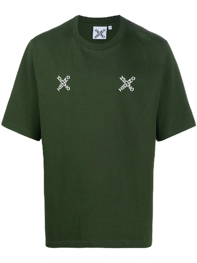 Kenzo Cross Logo Crew-neck T-shirt In Green
