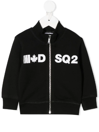 Dsquared2 Babies' Zip-up Logo Sweatshirt In Black