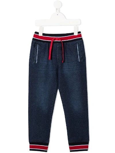 Dolce & Gabbana Kids' Cotton Denim Effect Trousers In Blue