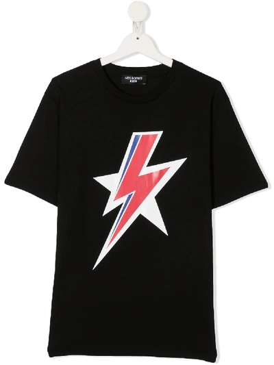 Neil Barrett Teen Lightening Bolt T-shirt In Black