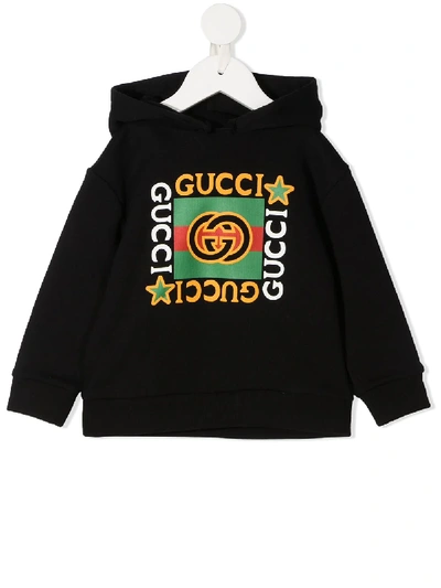 Gucci Babies' Kapuzenpullover Mit Logo-print In Black