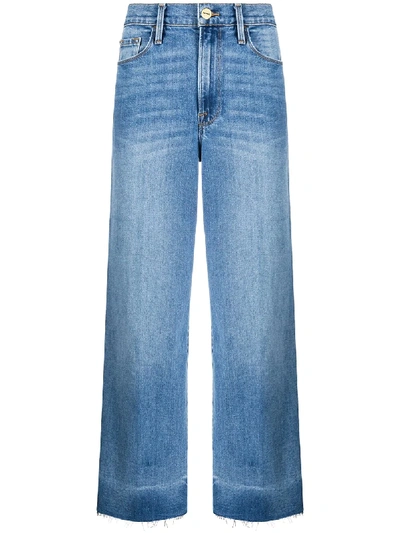 Frame Ali Wide Crop High-rise Organic Cotton-blend Jeans In Blue