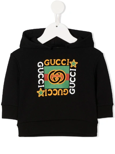 Gucci Babies' Logo-print Hoodie In Black
