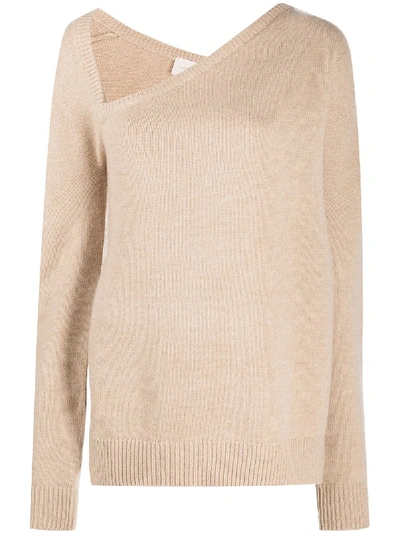 Christopher Kane Asymmetric Neckline Jumper In Neutrals