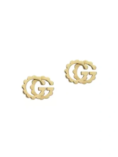 Gucci Gg Running Stud Earrings In 18k Yellow Gold In Yg