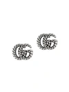 Gucci Stud Earrings In Aged Sterling Silver With Double G Motif