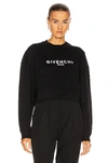 Givenchy Black 'paris' Logo Cropped Sweatshirt In Black