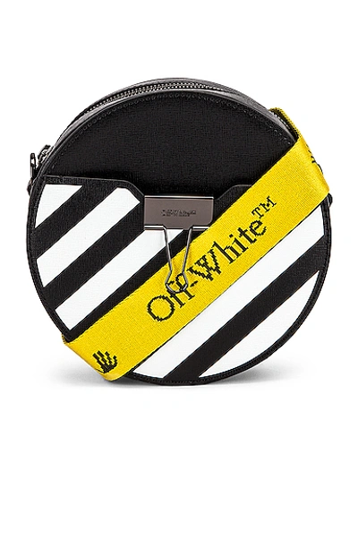 Off-white Off White Diagonal Stripe Round Bag In Black