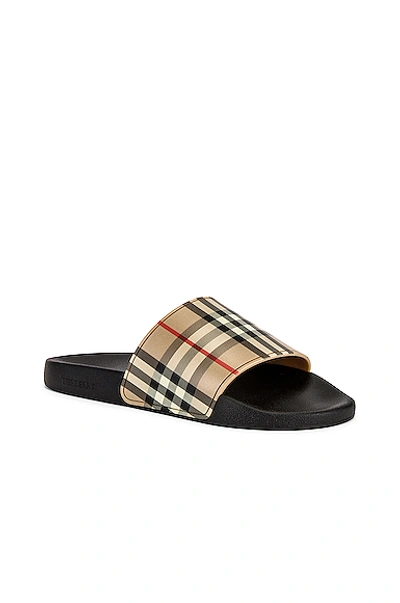 Burberry Furley Vintage Check Slides In Archive Beige Check