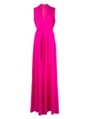 ADAM LIPPES SILK HOT PINK BELTED JUMPSUIT,P20707SB