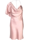 Cushnie Asymmetric Draped Silk-satin Mini Dress In Pink