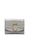 CHLOÉ C CROCODILE-EFFECT LEATHER WALLET