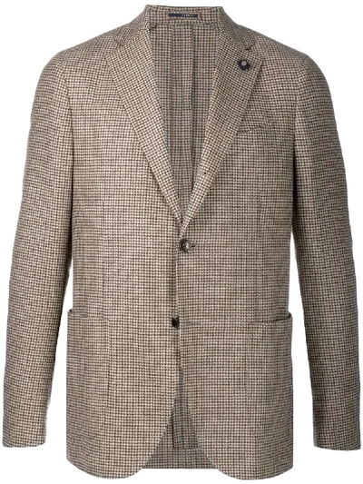 Lardini Houndstooth Tailored Blazer In Neutrals