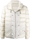 Ten C Hooded Contrast-panel Puffer Jacket In Neutrals