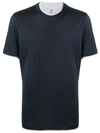Brunello Cucinelli Navy Blue Cotton Blend Sweat T-shirt In Blue