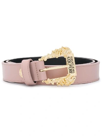 Versace Jeans Couture Baroque-buckle Logo Belt In Pink