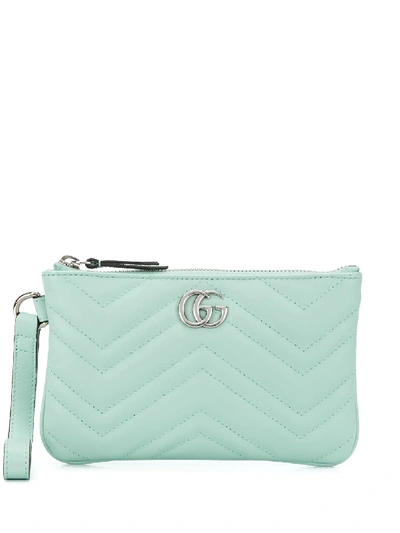Gucci Quilted Logo Plaque Pouch In Green