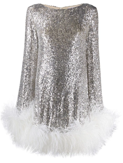 Nervi Embellished Long-sleeve Dress In Silver