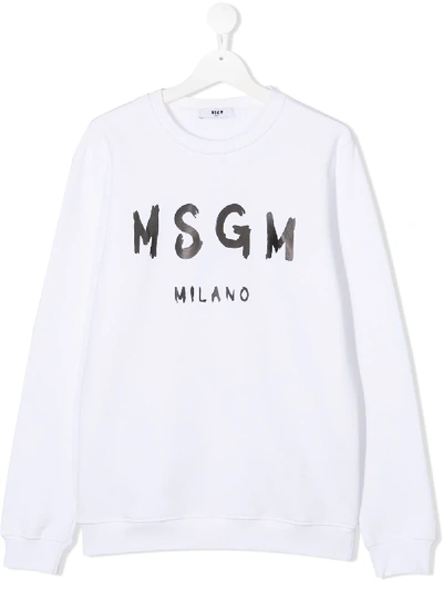 Msgm Teen Logo-print Sweatshirt In White
