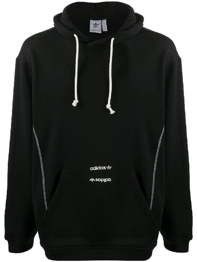 Adidas Originals Logo Embroidered Drawstring Hoodie In Black