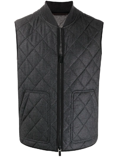 Ermenegildo Zegna Men's Quilted Wool-blend Vest In Navy