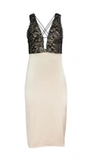ALICE AND OLIVIA VANITA LACE COMBO FITTED MID DRESS