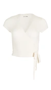 Reformation Flora Cropped Wrap Top In Ivory