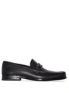 Ferragamo Gancini-detialed Leather Loafers In Black