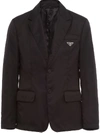 Prada Logo-plaque Single-breasted Blazer In Black