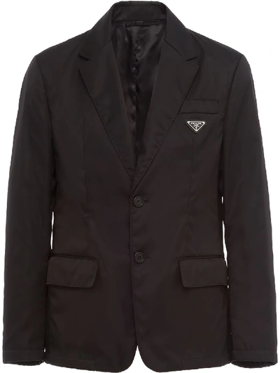 Prada Logo-plaque Single-breasted Blazer In Black