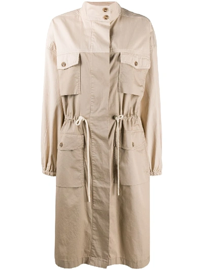 Closed Trench Shirt Midi Dress In Brown