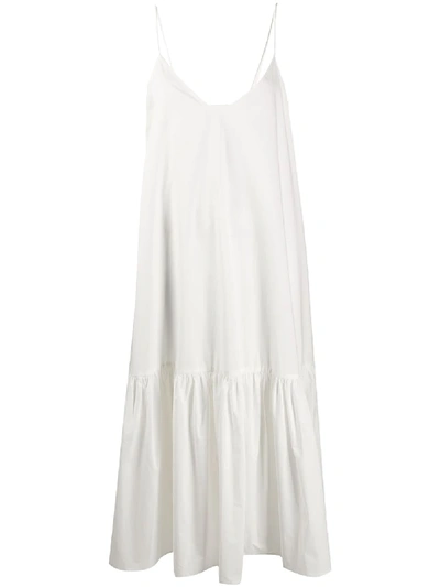 Anine Bing Averie Tiered Cotton-poplin Midi Dress In White