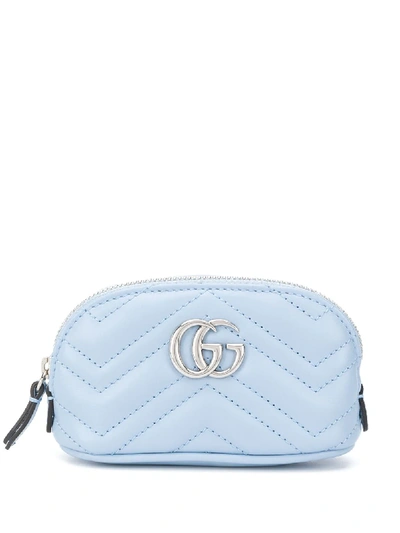 Gucci Marmont Leather Logo Plaque Purse In Blue