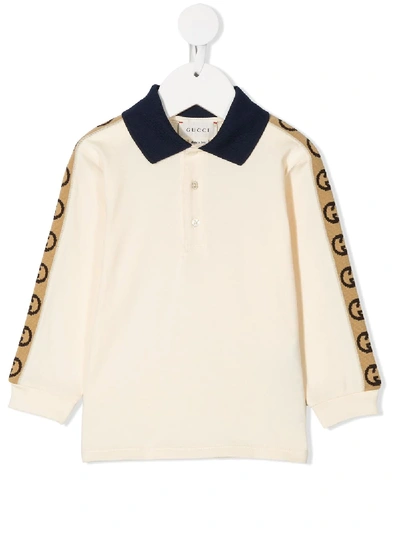 Gucci Kids' Intarsien-poloshirt Mit Gg In Neutrals