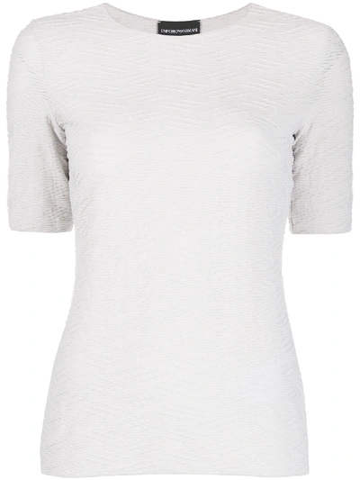 Emporio Armani Textured-pattern T-shirt In Grey