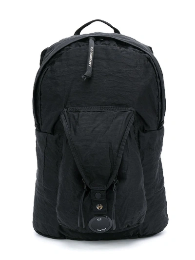 C.p. Company Kids' Logo Patch Backpack In Black