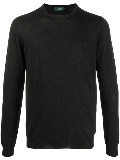 Zanone Crewneck Jumper In Black