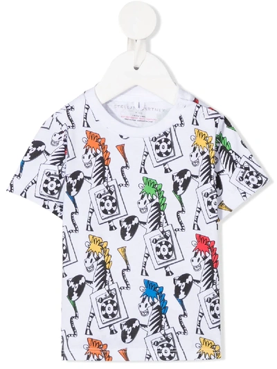 Stella Mccartney Babies' Zebra-print Cotton T-shirt In White