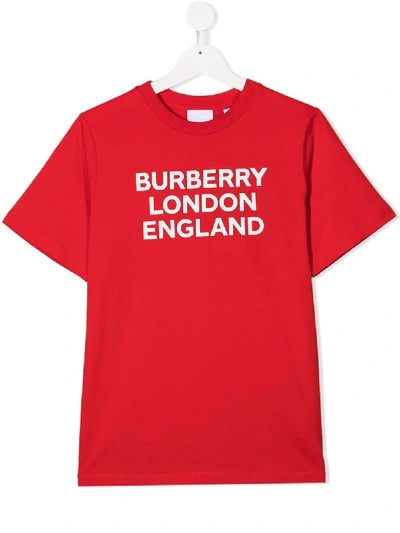 Burberry Teen Logo印花t恤 In Red