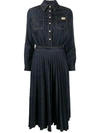 ELISABETTA FRANCHI DENIM PLEATED PANEL DRESS